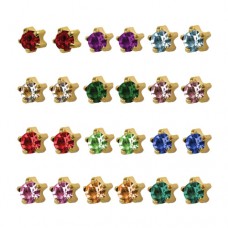 R113Y Gold Plated Coloring diamond Stone Ear pierc...
