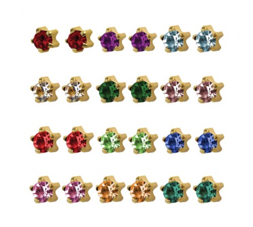 R113Y Gold Plated Coloring diamond Stone Ear piercing