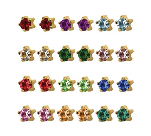 R113Y Gold Plated Coloring diamond Stone Ear piercing
