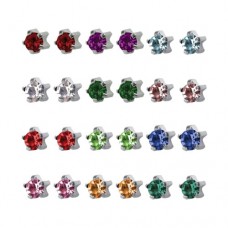 R113W Silver Plated diamond Stone Ear piercing