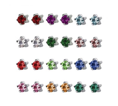 R113W Silver Plated diamond Stone Ear piercing