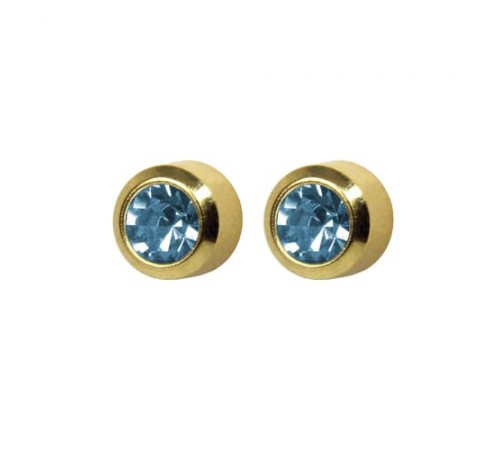 R203Y Gold Plated Blue diamond Stone Ear piercing