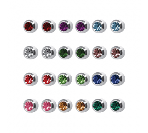 R213W Silver Plated Coloring diamond Stone Ear piercing