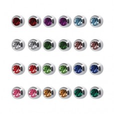 M213W Silver Plated Coloring Stone Ear piercing