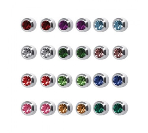 M213W Silver Plated Coloring Stone Ear piercing