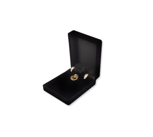 Velvet Earring & Pendant Box - Black