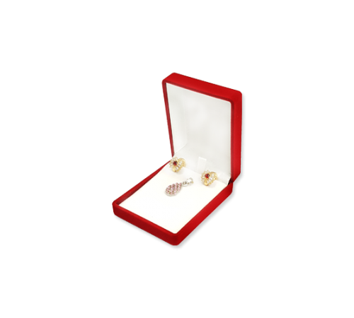 Velvet Earring & Pendant Box - Red