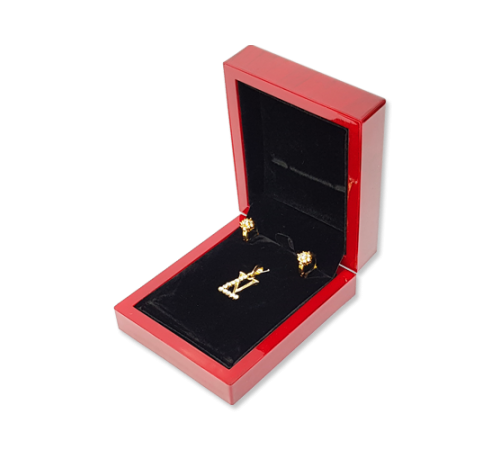 Wooden Earring & Pendant Box - W405 Black